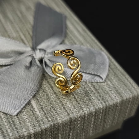 JALASH ONLINE Women's Solid Metal Daily Wear Adjustable Toe Ring In Yellow Gold Plated Silver
