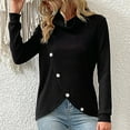 thumbnail image 6 of Womens Trendy Ribbed Knit Tops Long Sleeve Novelty Buttons Front Wrap Cowl Neck Casual Sweater Pullover Blouses (X-Large, Black), 6 of 6