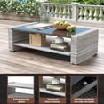 thumbnail image 5 of Highsound 4 Piece Outdoor Patio Furniture Sets, Bohemia Outdoor Sofa PE Garden Furniture Wicker Rattan Patio Conversation Set with Coffee Table, Beige, 5 of 13