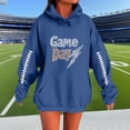 thumbnail image 2 of Moxiu Womens Hoodie Oversized Fleece Rugby Graphic Hoodie Y2K Pullover Sweater Game Day Hooded Sweatshirts with Pockets 2025 Blue,S, 2 of 4