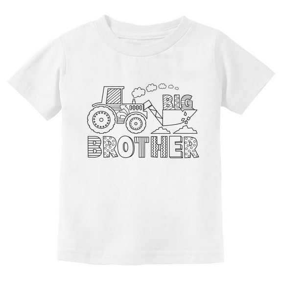 Big Brother Shirt Coloring Kit Gift for Tractor Loving Boys Toddler Kids T-Shirt 5T White Coloring shirt