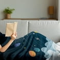 thumbnail image 3 of Outer Space Soft Flannel Fleece Throw Blanket, Elements of the Galaxy Planets Clouds the Moon Rotating, Cozy Plush for Indoor and Outdoor Use, 50" x 60", Dark Petrol Blue White, by Ambesonne, 3 of 5