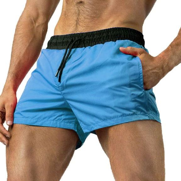 LEEy-World Shorts for Men Mens Workout Running Shorts 5 Inch Quick Dry Gym Training Shorts with Liner and Zipper Pocket Blue,XL
