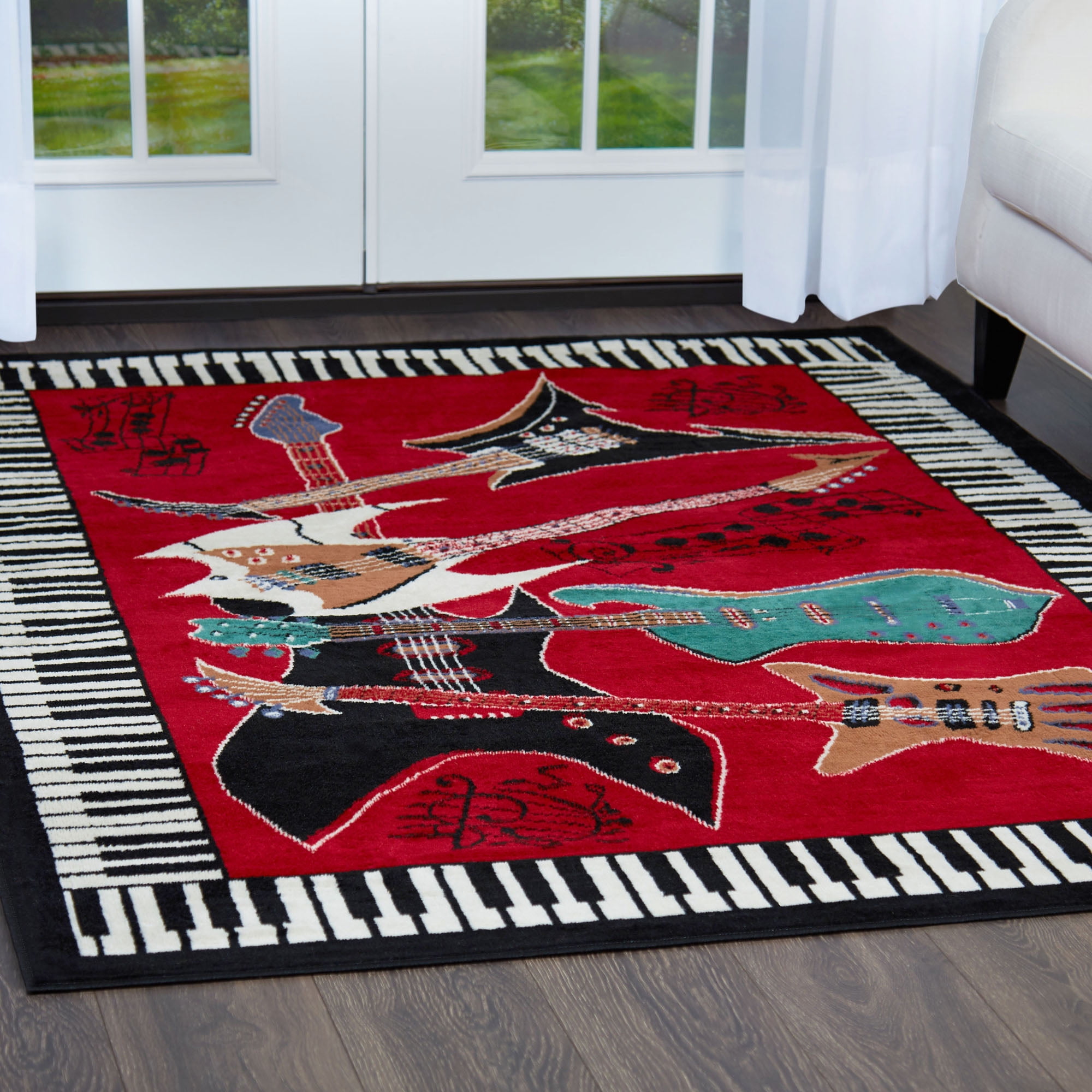 ALAZA Music Notes Flower Floral Collection Area Mat Rug Rugs for Living Room Bedroom Kitchen 2' x 6' 
