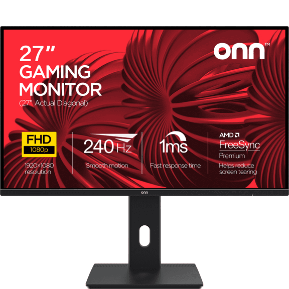 onn 27" FHD (1920 x 1080p) 240Hz 1ms AMD FreeSync Gaming Monitor with Cables, Black