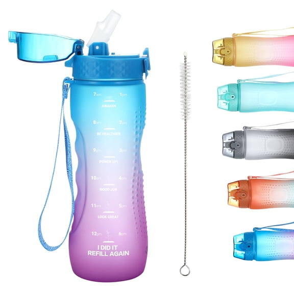 Oldley 25 oz Leak-Proof BPA-Free Plastic Water Bottle with Straw in 6 Colors