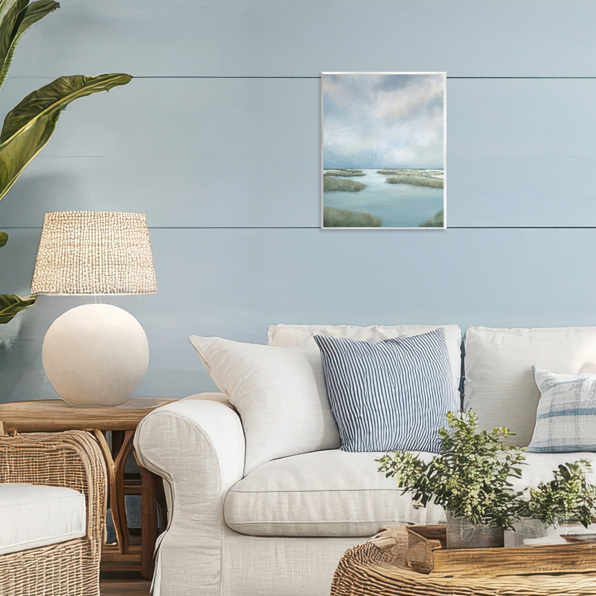 Hazy Marsh Land View Wall Plaque Art, design by Leah Noel Art