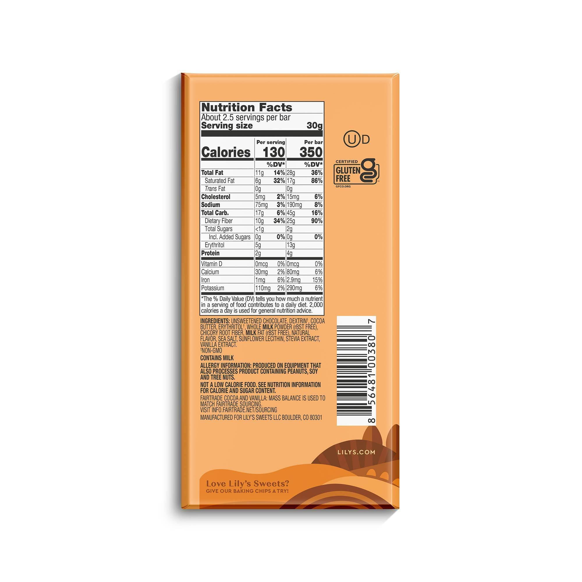 Extra Dark Salted Caramel Chocolate Bar by Lily's | Made with Stevia, No Added Sugar, Low-Carb, Keto Friendly | 70% Cocoa | Fair Trade, Gluten-Free & Non-GMO | 2.8 ounce, 12-Pack