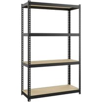 Pemberly Row 1000 Riveted Metal Shelving 4-Shelf Unit 12D x 30W x 48H Black