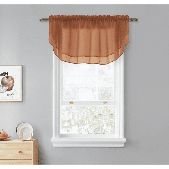 Kate Aurora Living Crystal Sheer Double Layered Rod Pocket Ascot Window Valances - Assorted Colors