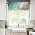 thumbnail image 4 of Turquoise Curtain Tier and Valance Set Ripple Stripes Kitchen 3 Piece Rod Pocket Short Window Curtains-36inch Length,Abstract Art Small Window Treatments Tiers for Half Cafe Windows/Bedroom/Bathroom, 4 of 5