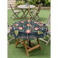 thumbnail image 5 of Outdoor Tablecloth with Umbrella Hole Zipper Vintage Floral Round Tablecloth 54" Waterproof Outside Table Cloth Middle Century Bohemia Tulip Flowers Birds Patio Table Cover Tablecloths for Picnic, 5 of 8