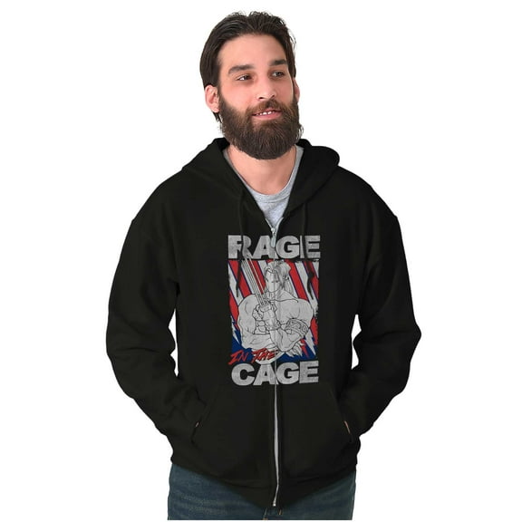 Street Fighter Vega Rage Cage USA Men Big & Tall Zip Hoodie Brisco Brands 3X