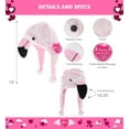 thumbnail image 2 of DolliBu Happy Mother's Day Super Soft Flamingo Plush Hat - Cute Stuffed Animal Hat with Pink Heart Message for Best Mommy, Grandma, Wife, Daughter - Cute Wild Life Plush Toy Gift - 16" Inches, 2 of 6