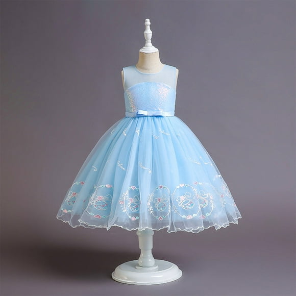 TopLLC Girls' dresses Party Bubble Sleeve Dress Girl Princess Birthday Party Skirt Little Girls Bowknot Flower Girl Toddler Adorable Pageant Dress 3-11Y girls dress