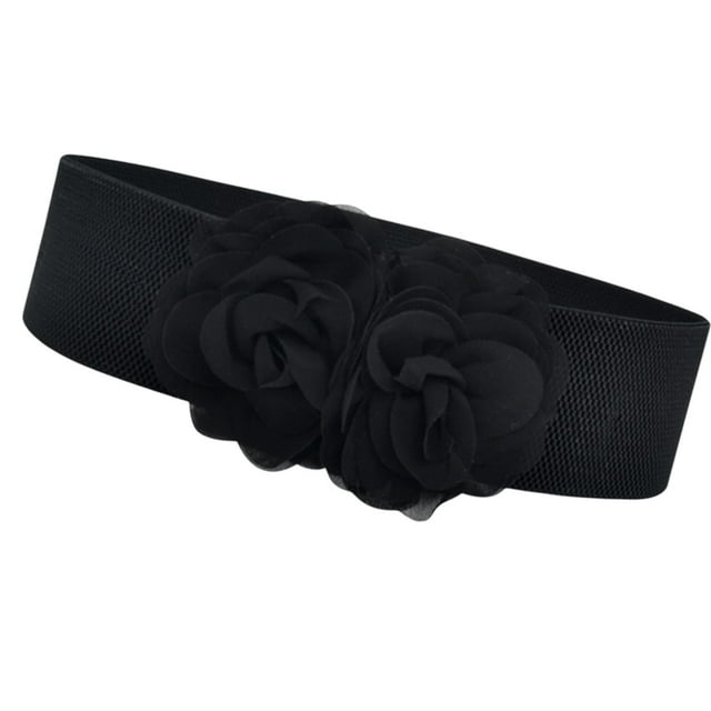 Cinturón de cintura elástica cinturón de corsé grande cinturón de vestir gruesa cinturón de mujeres anchas Negro
