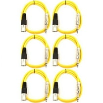 Seismic Audio SATRXL-M2, 6 Pack of Yellow 2' XLR Male to TRS Patch Cables