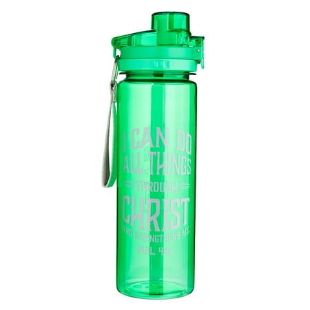 

I Can do All Things in green Plastic Water Bottle - Philippians 4:13