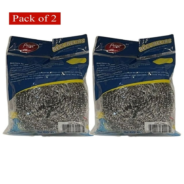Pure Kleen Éponge en Acier Inoxydable dans Sac Poly (50g) (Lot de 2)