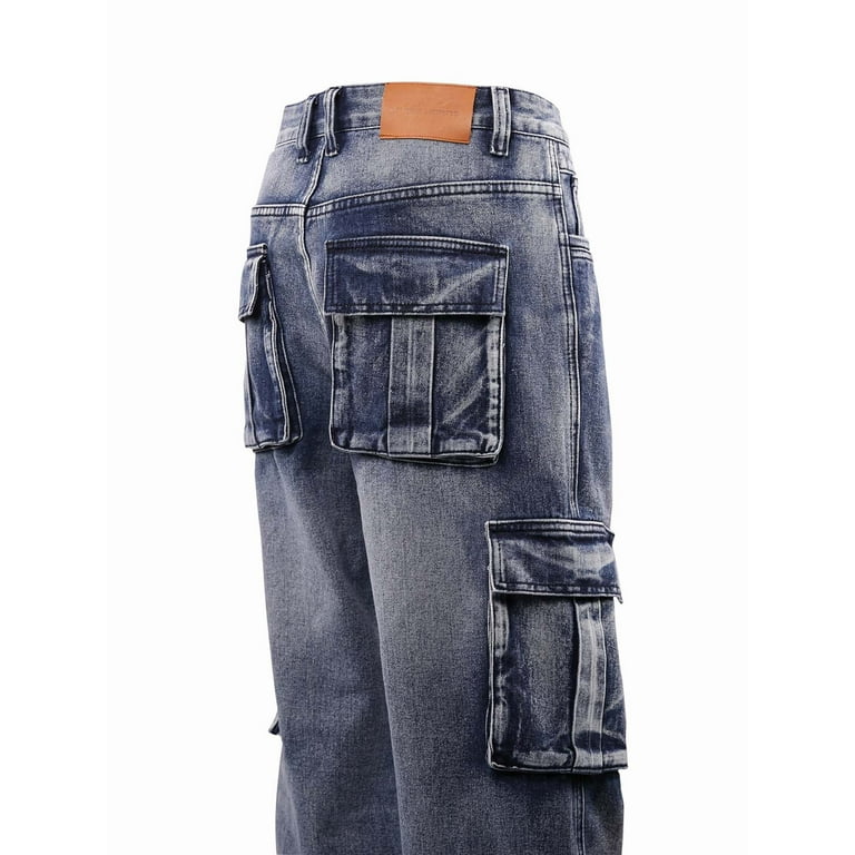 パンツ multi pocket cargo denim pants Generic Men'S Cargo Jeans Multi Pocket Denim Trousers Casual