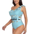 thumbnail image 2 of Gaeub Let's Go on an Adventure Women's One Shoulder Ruffle Tummy Control Swimwear for Swimming Surfing Beach Party - X-Large, 2 of 8