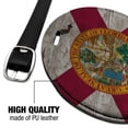 thumbnail image 4 of Rustic Florida State Flag Distressed USA Round Leather Luggage Card Suitcase Carry-On ID Tag, 4 of 6