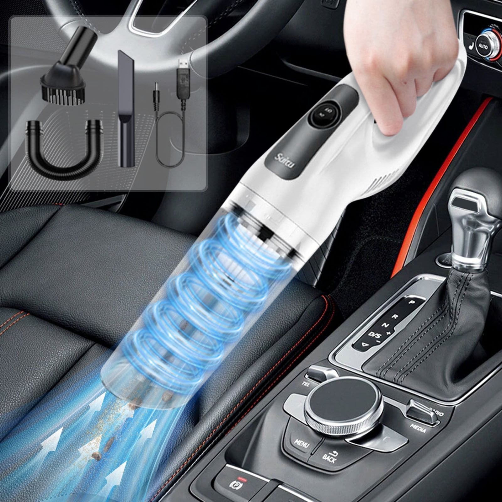 VOAVEKE Portable Car Vacuum Cleaner, Handheld Vacuum, Car Vacuum Cleaner Portable Wireless Charging Car Wet And Dry Vacuum Cleaner Household Handheld High Power Vacuum Cleaner Wireless