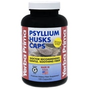 Yerba Prima Psyllium Husks Caps Dietary Fiber 625 mg, 180 Capsules - Colon Cleansing Supplement - Gut Health - Non-GMO Gluten Free