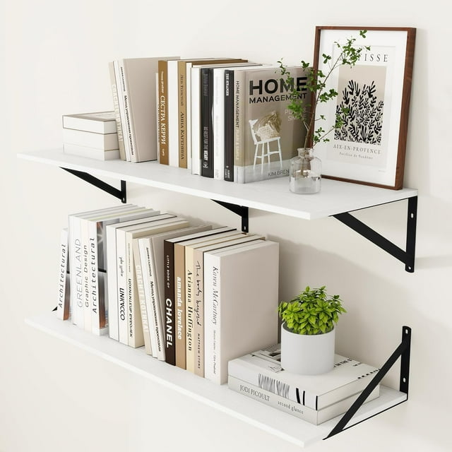 Rustic Floating Shelves for Wall W x D Wood Deep Wall Shelves Set of Wide Floating Bookshelf for Living Room Kitchen Office Bedroom Storage & Decoration wi
