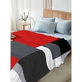 thumbnail image 4 of Red Black Grey King Size Flat Sheet, Wrinkleproof & Fadeproof Cooling Flat Bed Sheet Only, Abstract Modern Irregular Geometric Breathable Soft Bedding Top Sheets 105 x 98 Inches, 4 of 8