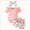 Pink, variant on KPOPLK Baby Girl Summer Clothes I’m New Here Going Home Outfit Ruffle Ribbed Romper Tops Floral Shorts Set + Headband cow print outfit(6-9 Months,Pink)