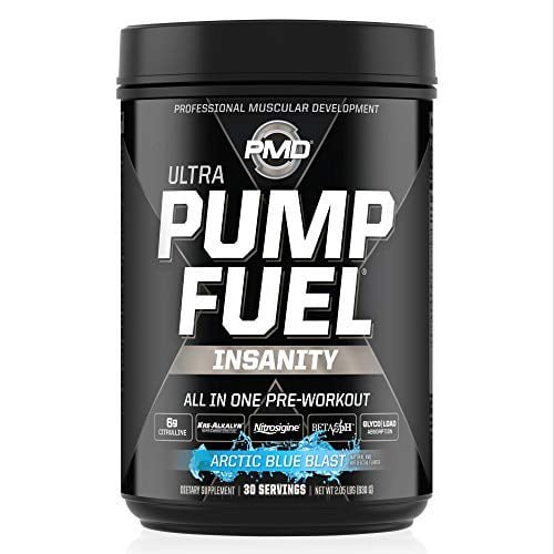 PMD Sports Ultra Pump Fuel Insanity - Pre Workout Drink Mix For Energy, Strength, Endurance, Muscle Pumps And Recovery - Complex Carbohydrates And Amino Energy - Arctic Blue Blast (30 Servings)