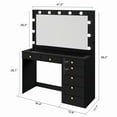 thumbnail image 7 of Ember Interiors Nadia Makeup Vanity with Lights, 7 Drawers, Power Outlet, Gold Knobs, Black, 7 of 7