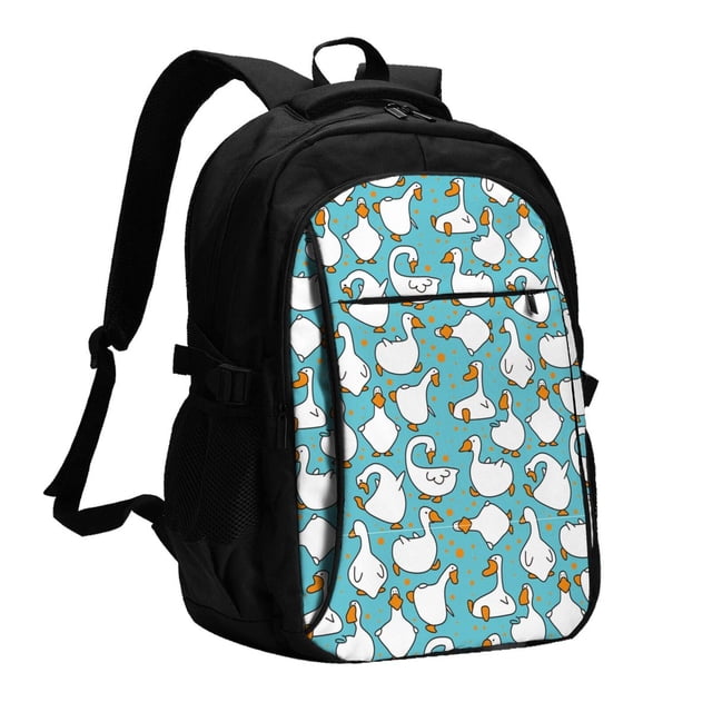 Easygdp Cartoon Funny Goose Mochila para Laptop de Viaje con Puerto USB, Mochila para Laptop con Puerto de Carga USB para Mujeres y Hombres