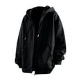 thumbnail image 2 of Zimjoy Black Hoodie Men Active Athletic Drawstring Full Zip Hoodie Basic Long Sleeve Fleece Pullover Lightweight Casual Zip Up Sweaters with Pocket, Black 2XL, 2 of 4