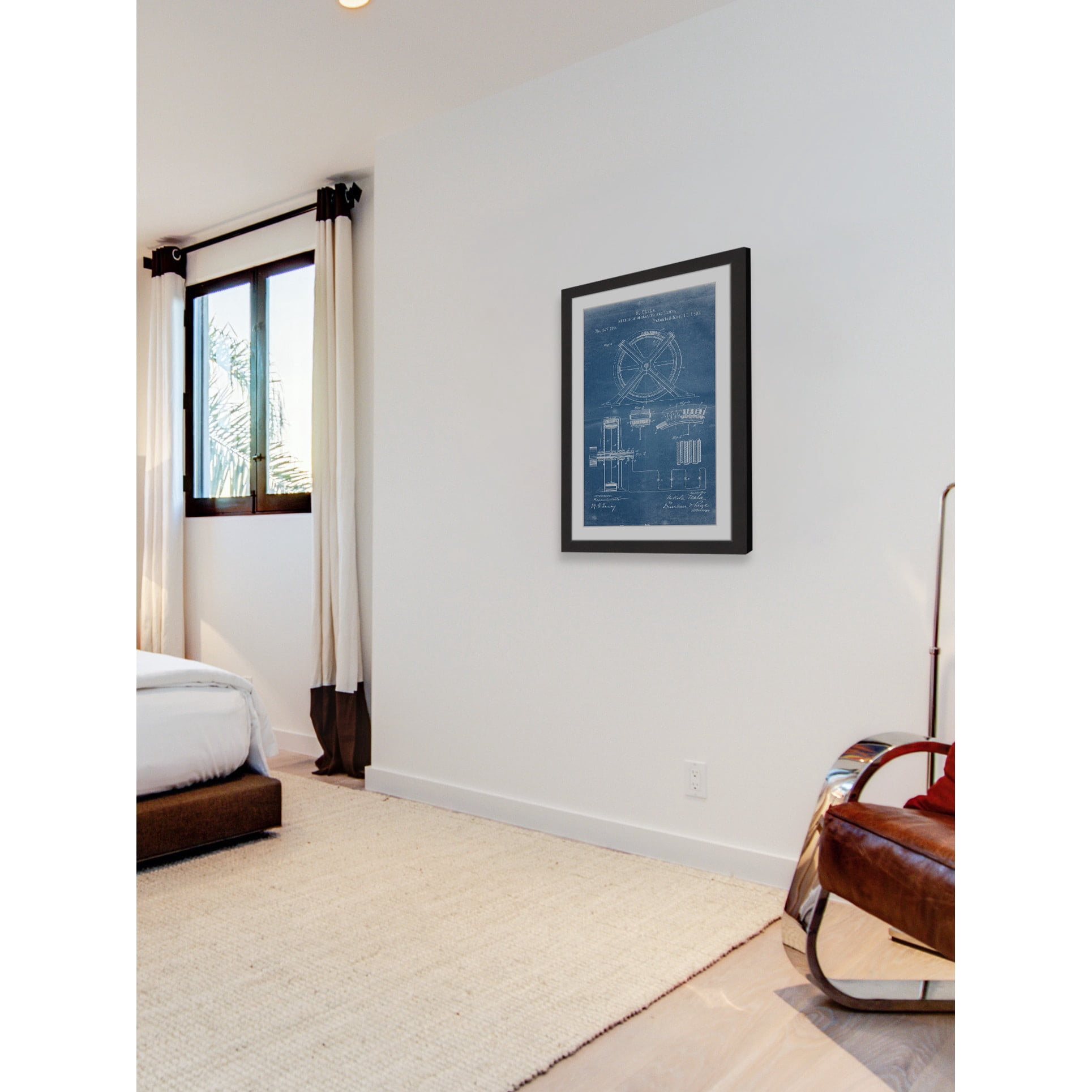"Tesla Arc Lamp 1891 Blueprint" Framed Painting Print