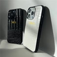 thumbnail image 4 of Luxury Personalize Initials Leather Soft Phone Case For iPhone 15 14 13 Pro Max 12 Mini 11 XS XR X 8 7 Plus SE Protective Cover, 4 of 5