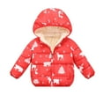 thumbnail image 2 of Toddler Baby Boy Girl Christmas Elk Winter Down Coat 2-6T Kids Fleece Hooded Puffer Jacket, 2 of 10