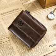 BULLCAPTAIN Genuine Leather Bifold Zipper Wallet for Men RFID Travel Purse Pouch Gift