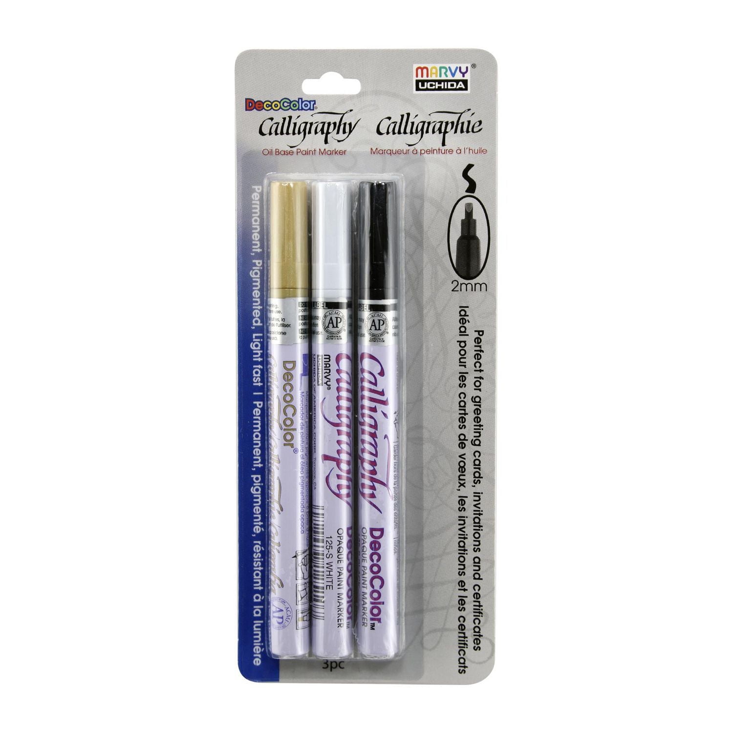 MARVY UCHIDA® DECOCOLOR® CALLIGRAPHY OIL BASED PAINT MARKER 3PACK, Oil Based Paint Marker