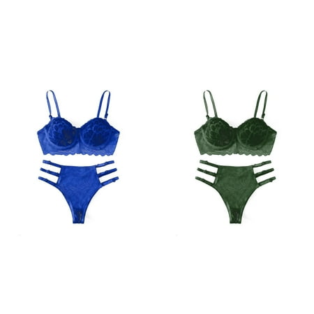 2-Pack New Fashion Lace Lingerie Underwear Sleepwear Steel Ring Pajamas Garter Women s Lingerie Set Stretchy Lace Bandeau Bra Underwear Set Applique Lace Underwire Lingerie Set Lace Garter Belt
