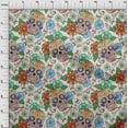 thumbnail image 3 of oneOone Cotton Poplin Beige Fabric Floral & Skull Sewing Fabric By The Yard Printed Diy Clothing Sewing Supplies 42 Inch Wide, 3 of 4