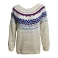 thumbnail image 4 of Stralyhd Fair Isle Sweater Women Boho Retro Knitted Womens Sweaters Casual Long Sleeve Round Neck Pullover Knitwear Christmas Sweaters for Women Beige XXL, 4 of 4