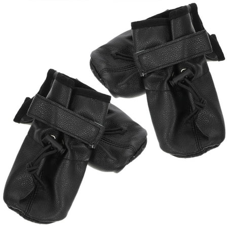 WHAMVOX 4 Pcs Black Boots Easy to Wear Dog Shoes Outdoor Dog Shoes 7.50X7.50X6.00CM