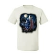 thumbnail image 2 of American Flag Howling Wolf Animal Lover Men's Graphic T-Shirt, White, 3XL, 2 of 3