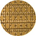 thumbnail image 1 of Ahgly Tapis Rond Lavable en Machine Intérieur Transitionnel Brun Selle, 5 Pieds Rond, 1 of 7