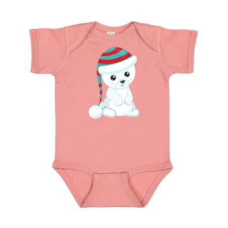 

Inktastic Cute Polar Bear White Bear Bear With Hat Gift Baby Boy or Baby Girl Bodysuit