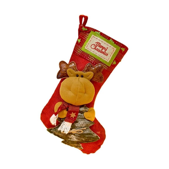 Noothes Large Christmas Stockings with 3D Plush Santa Snowman Reindeer Designs Classic Xmas Decor for Fireplace Mantel and Family Holiday Decoration Set