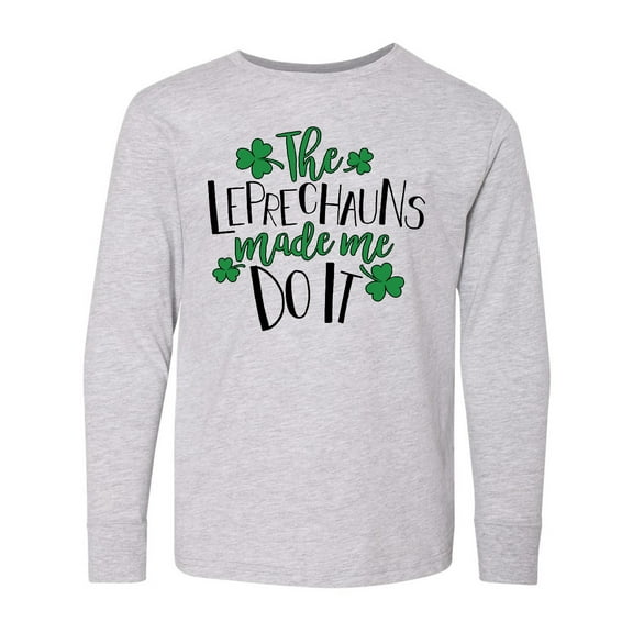 Inktastic St. Patrick's Day The Leprechauns Made me Do It Long Sleeve Youth T-Shirt