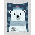 thumbnail image 1 of Polar Bear Tapestry, Christmas Portrait of A Bear in Winter Snowflakes Noel Kids Cartoon, Wall Hanging for Bedroom Living Room Dorm Decor, 40W X 60L Inches, Dark Blue Multicolor, by Ambesonne, 1 of 2